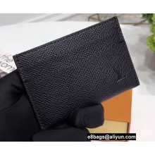 Louis Vuitton Double Card Holder Taiga Leather Black M32730