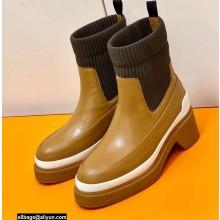 Hermes Heel Ankle Boots Brown Handmade