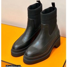 Hermes Heel Ankle Boots Black Handmade