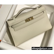 Hermes Mini Kelly 22 Pochette Bag White in Swift Leather with Gold Hardware