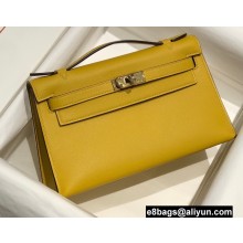 Hermes Mini Kelly 22 Pochette Bag Yellow in Swift Leather with Gold Hardware