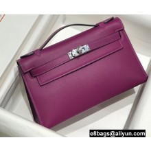 Hermes Mini Kelly 22 Pochette Bag Anemone Purple in Swift Leather with Silver Hardware