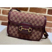 Gucci Horsebit 1955 Small Shoulder Bag 602204 GG Supreme Canvas Burgundy 2021