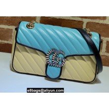 Gucci Diagonal GG Marmont Small Shoulder Bag 443497 Butter/Pastel Blue 2021