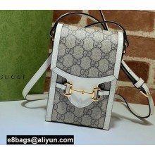 Gucci Horsebit 1955 Mini Bag 625615 GG Canvas White 2021