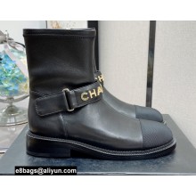 Chanel Calfskin and Grosgrain Ankle Boots G37808 Black 2021