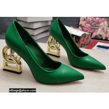 Dolce & Gabbana Heel 10.5cm Leather Pumps Green with DG Pop Heel 2021