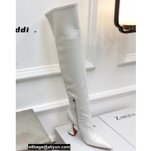 Amina Muaddi Heel 9.5cm Leather Thigh-High Boots White 2021