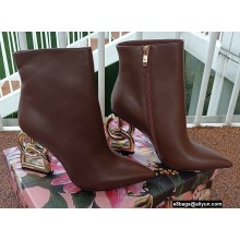 Dolce & Gabbana Heel 10.5cm Leather Ankle Boots Brown with DG Pop Heel 2021