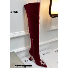 Amina Muaddi Heel 9.5cm Leather Thigh-High Begum Boots Dark Red 2021