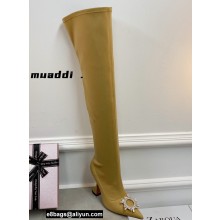 Amina Muaddi Heel 9.5cm Leather Thigh-High Begum Boots Apricot 2021