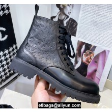 Jimmy Choo CORA FLAT JC Monogram Leather Mix Combat Boots Black 2021