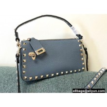 Valentino Small Rockstud Grainy Calfskin Crossbody Bag Azure Blue 2021
