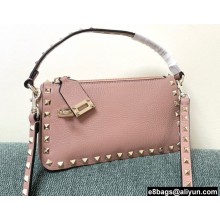 Valentino Small Rockstud Grainy Calfskin Crossbody Bag Nude Pink 2021