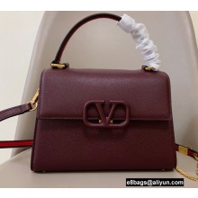 Valentino VSLING Grainy Calfskin Small Handbag Burgundy 2021
