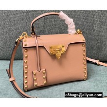 Valentino Small Rockstud Alcove Grainy Calfskin Handbag Nude Pink 2021