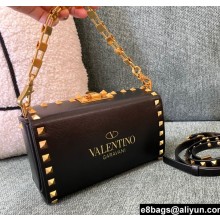 Valentino Rockstud Alcove Grainy Calfskin Clutch Bag Black 2021