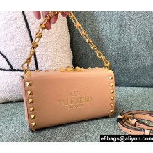 Valentino Rockstud Alcove Grainy Calfskin Clutch Bag Nude 2021