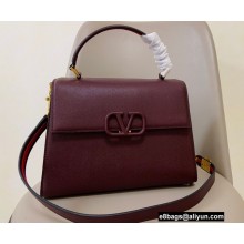 Valentino VSLING Grainy Calfskin Handbag Burgundy 2021