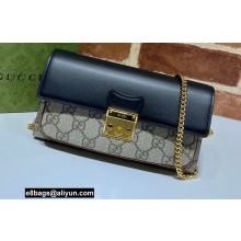 Gucci Padlock Long Wallet with Chain 658226 Black 2021