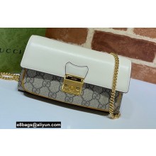 Gucci Padlock Long Wallet with Chain 658226 White 2021