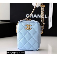 Chanel Pearl Calfskin Vertical Camera Bag AS2857 in Original Quality Light Blue 2021