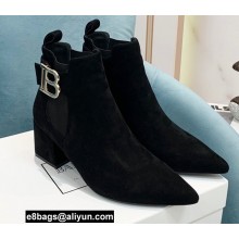 Balmain Heel 6cm Ankle Boots Suede Black with Balmain Monogram Logo 2021