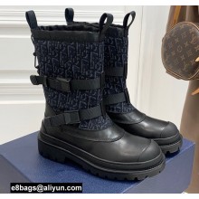Dior Calfskin and Oblique Ankle Boots Black/Blue 2021