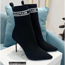 Balmain Heel 9.5cm Stretch Knit Skye Ankle Boots Black/White 2021