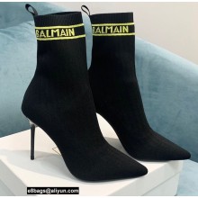 Balmain Heel 9.5cm Stretch Knit Skye Ankle Boots Black/Yellow 2021
