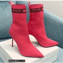 Balmain Heel 9.5cm Stretch Knit Skye Ankle Boots Fuchsia 2021