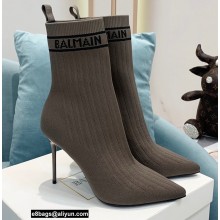 Balmain Heel 9.5cm Stretch Knit Skye Ankle Boots Khaki 2021