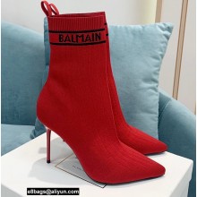 Balmain Heel 9.5cm Stretch Knit Skye Ankle Boots Red 2021