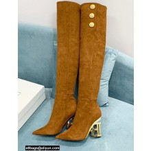 Balmain Heel 9.5cm Nelly Thigh-high Boots Suede Brown 2021