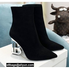 Balmain Heel 9.5cm Nicole Ankle Boots Suede Black 2021