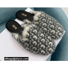 Dior Mink Fur Oblique INDIOR Mules Gray 2021