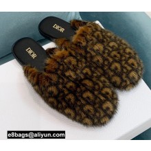 Dior Mink Fur Oblique INDIOR Mules Brown 2021