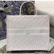 Dior Book Tote Bag in Oblique Embroidery Pale Pink 2021