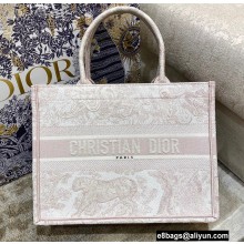 Dior Small Book Tote Bag in Toile de Jouy Embroidery Pale Pink 2021