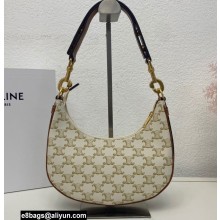 Celine Medium Strap Ava Bag White in Triomphe Canvas and Calfskin