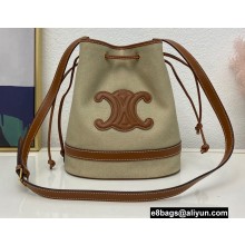 Celine Seau Marin Bucket Bag in Textile and Calfskin