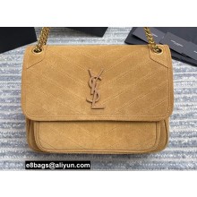 Saint Laurent Niki Medium Bag in Suede Leather 633158 Brown