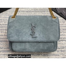 Saint Laurent Niki Medium Bag in Suede Leather 633158 Gray
