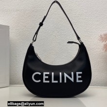 Celine Medium Ava Bag Black in Smooth Calfskin with Celine Print