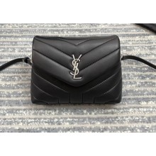 Saint Laurent Loulou Toy Bag in Matelassé "y" Leather 467072 Black/Silver
