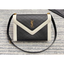 Saint Laurent Gaby Satchel Bag in Vintage Lambskin 668863 Black/White