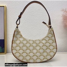 Celine Medium Ava Bag White in Triomphe Canvas and Calfskin