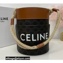 Celine Bucket Bag Tan in Triomphe Canvas and Calfskin
