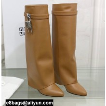Givenchy Heel 9.5cm Shark Lock Pant Boots in Leather Camel 2021