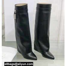 Givenchy Heel 9.5cm Shark Lock Pant Boots in Leather Black 2021